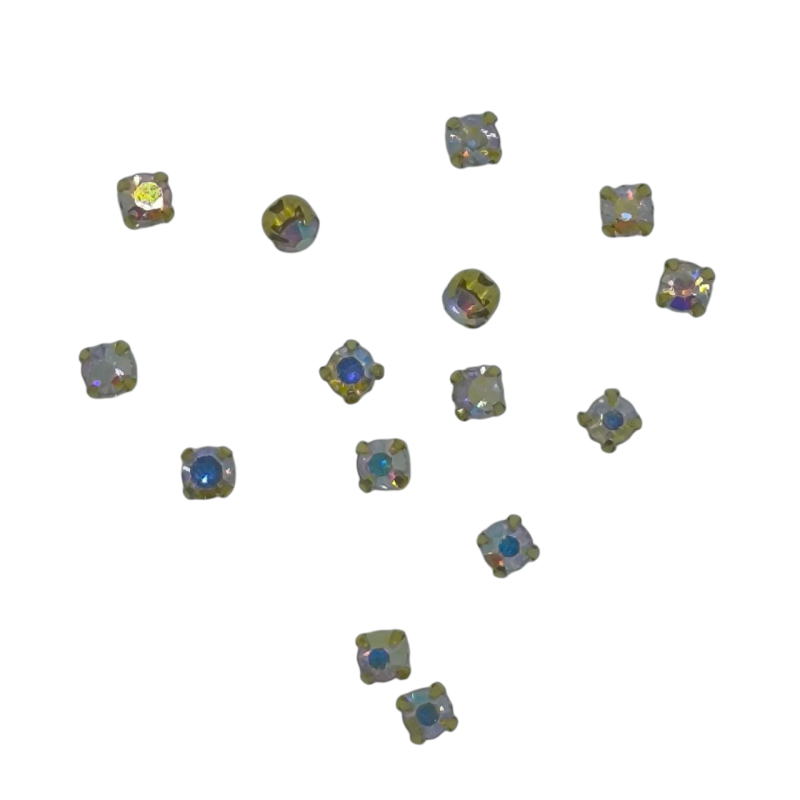 Стрази пришивні стрази 3 мм хамелеонові в золотій основі