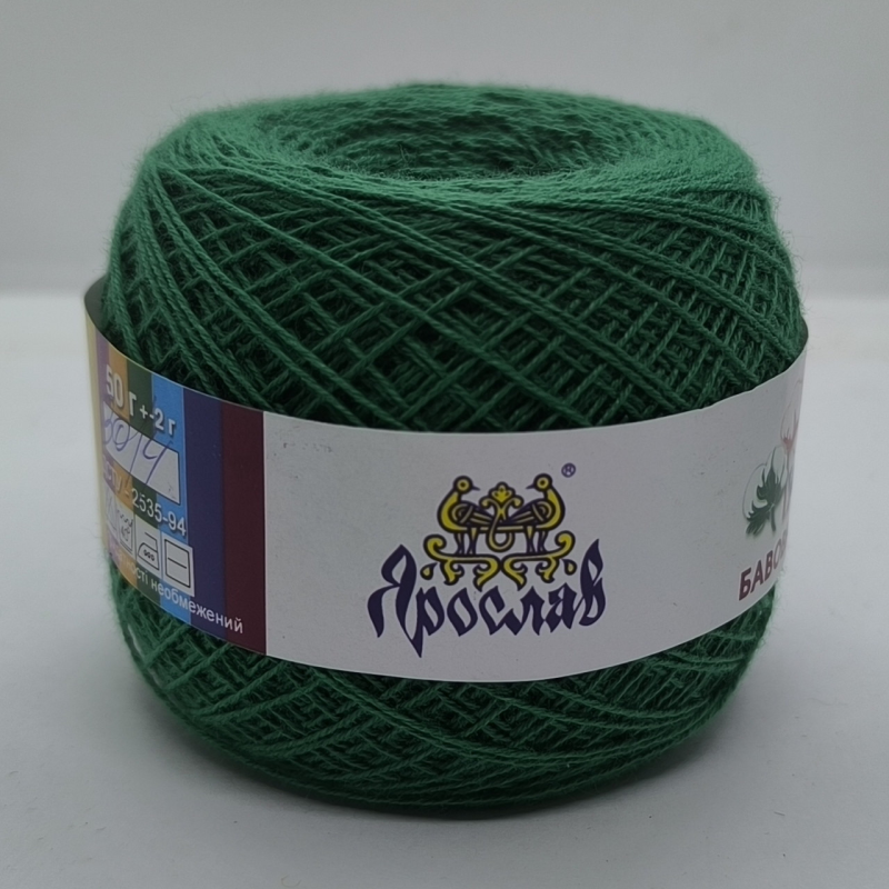 Пряжа бавовняна Ярослав 400 м. Колір: зелена Пряжа бавовняна Ярослав 400 м. Колір: зелена