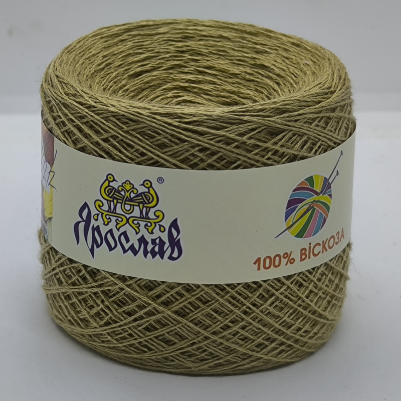 Пряжа віскоза Ярослав 250 м. Колір: сірий із зеленим вінком