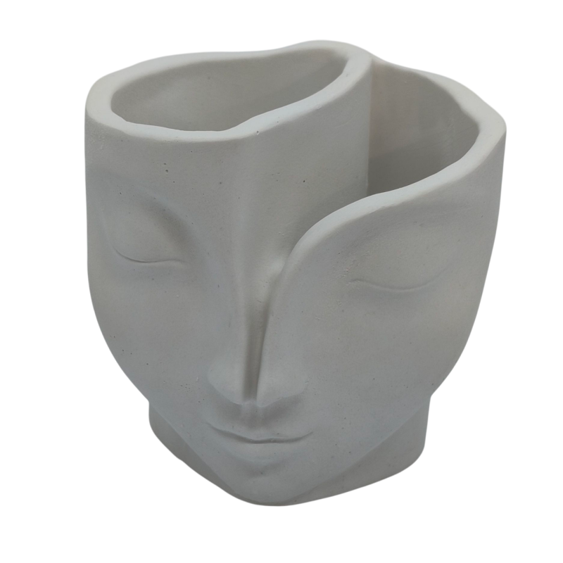 Стаканчик для олівців, свічник гіпсовий без покриття, Обличчя.