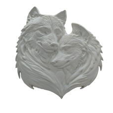 Гіпсовий барильєф. Декор для стіни. Пара вовків.