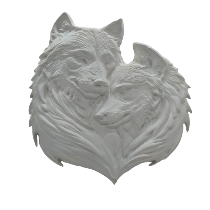 Гіпсовий барильєф. Декор для стіни. Пара вовків.