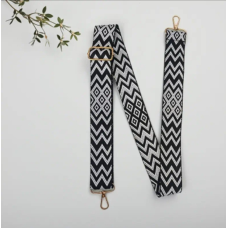 Ручка-шлейка для сумки 140 см. Чорно-білий орнамент.
