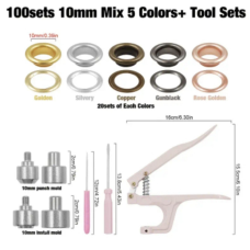 Пристрій для встановлення люверсів 10-15 мм із люверсами бронзового кольору