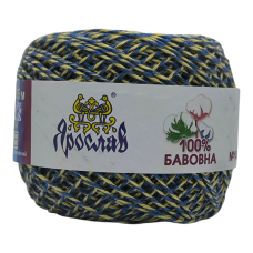 Пряжа бавовняна Ярослав 175 м. Колір: синьо-жовтий