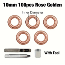 Набір для встановлення люверсів 10-15 мм із золотисто-рожевими люверсами