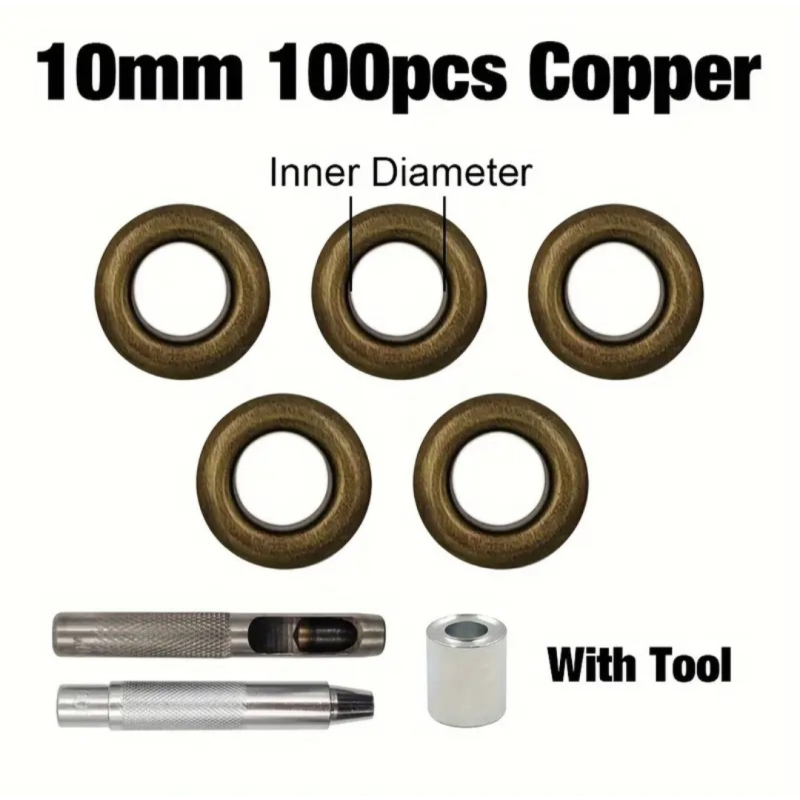 Набір для встановлення люверсів 10-15 мм із бронзовими люверсами Набір для встановлення люверсів 10-15 мм із бронзовими люверсами