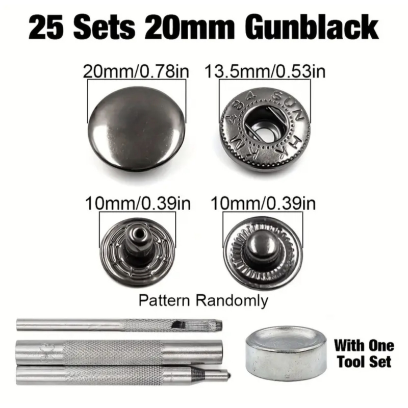 Набір для встановлення кнопок 20 мм чорні Набір для встановлення кнопок 20 мм чорні