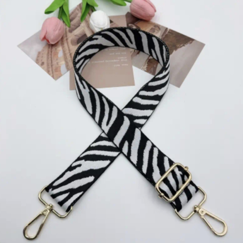 Ручка-шлейка для сумки 140 см. Чорно-білий зебра
