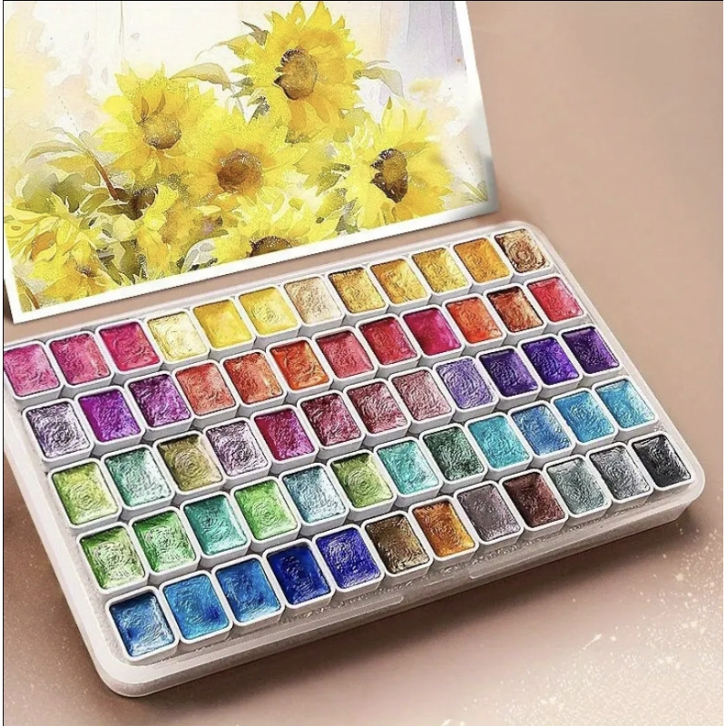 Акварельні фарби з перломутром 60 кольорів. Акварельні фарби з перломутром 60 кольорів.