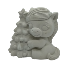 Гіпсова фігурка для розмальовування. Ялинка з коником.