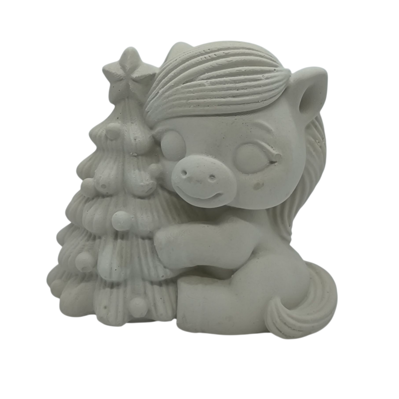 Гіпсова фігурка для розмальовування. Ялинка з коником.