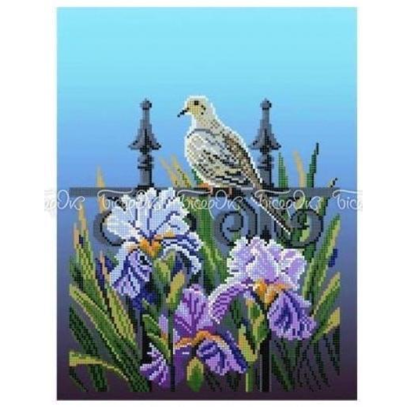 Схема для вишивання бісером. Горлиця в саду