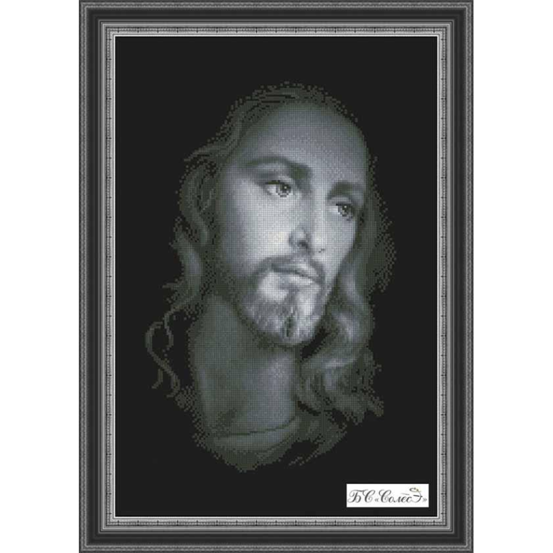 Схема для вишивання бісером. Ісус, бежевий. Схема для вишивання бісером. Ісус, бежевий.