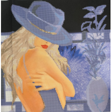 Схема для вишивання бісером. Дама в синьму