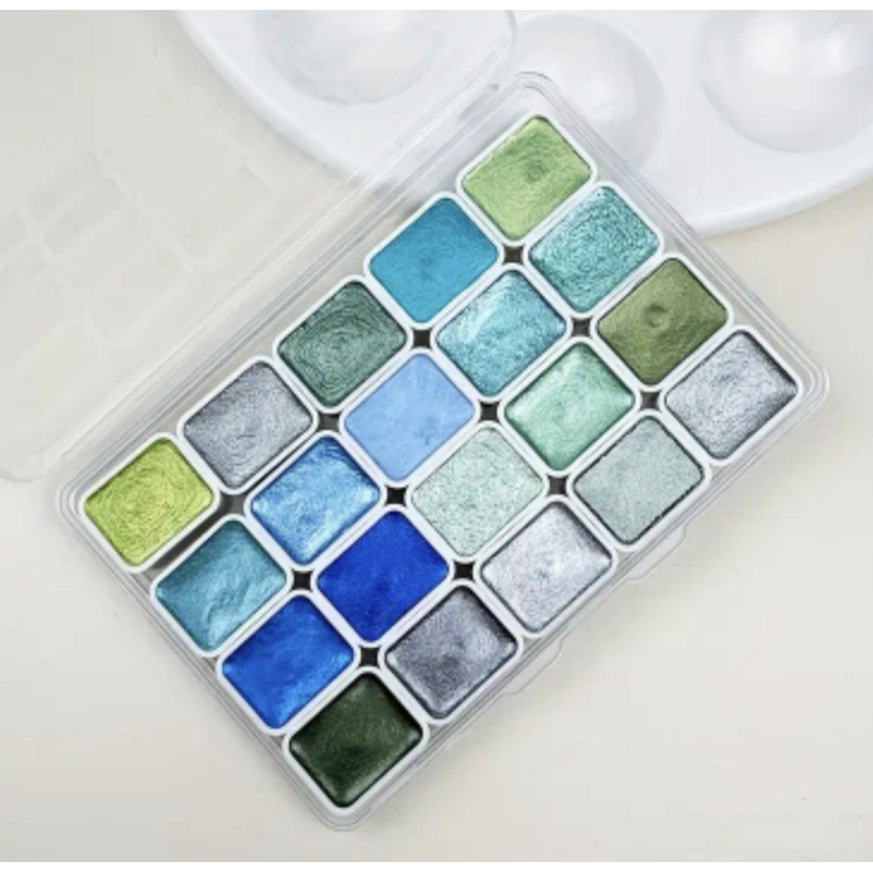 Акварельні фарби з перломутром 20 кольорів. Акварельні фарби з перломутром 20 кольорів.