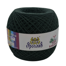 Пряжа бавовняна Ярослав 350. Колір: Темно-зелена