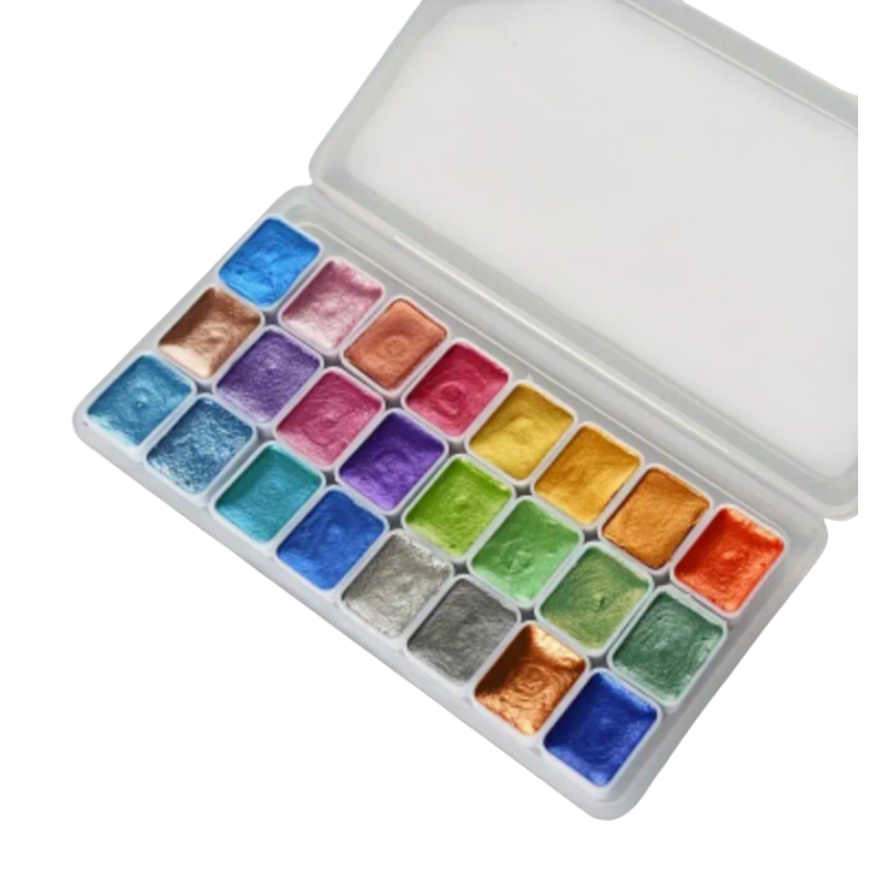 Акварельні фарби з перломутром 24 кольорів.