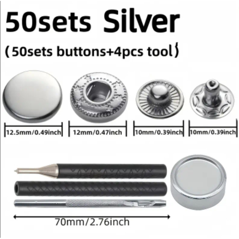 Набір для встановлення кнопок 12мм колір сріблястий