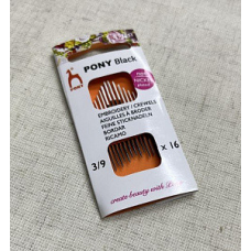 Голка Pony (Індія) вишивальна, чорна з білим вічком №3/9 16 шт