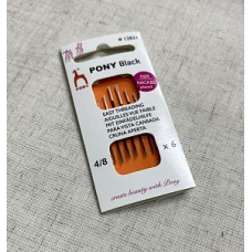 Голка Pony (Індія) для слабозорих №4/8, чорна з білим вічком 6 шт