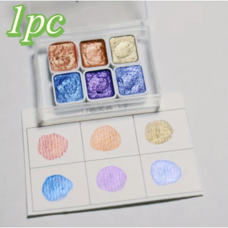 Акварельні фарби з перломутром 6 кольорів .