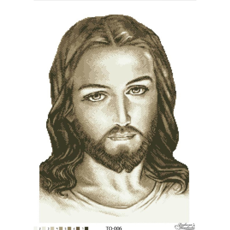 Схема для вишивання бісером. Ісус, бежевий. Схема для вишивання бісером. Ісус, бежевий.