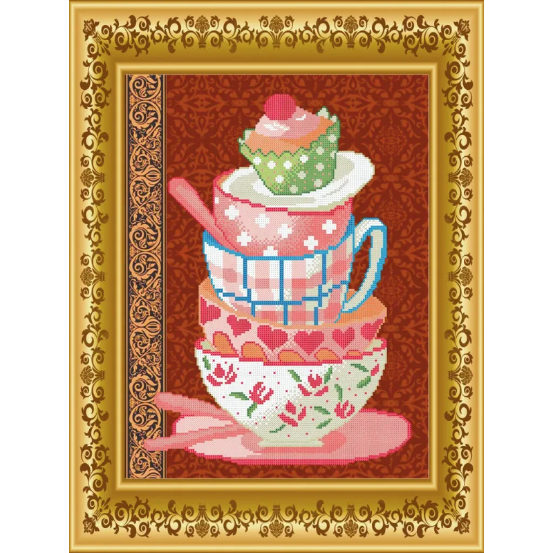 Схема для вишивання бісером. Чайний набір