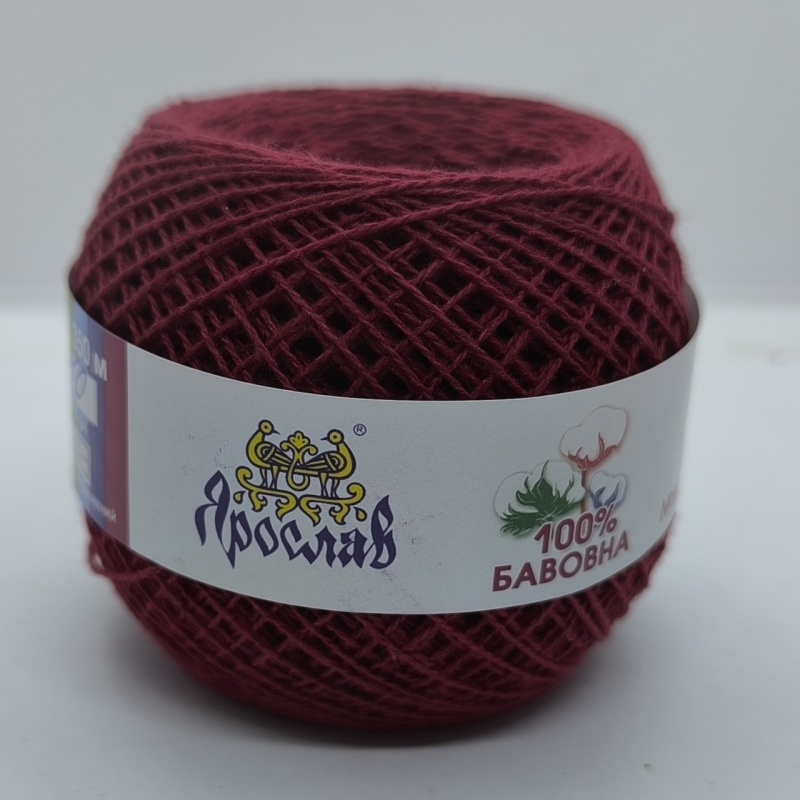 Пряжа бавовняна Ярослав 350 м. Колір: бордовий