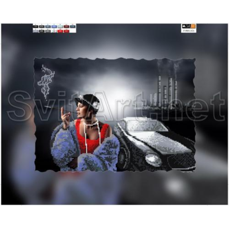 Схема для вишивання бісером на полотні з підрамкою. Дівчина ретро. Схема для вишивання бісером на полотні з підрамкою. Дівчина ретро.