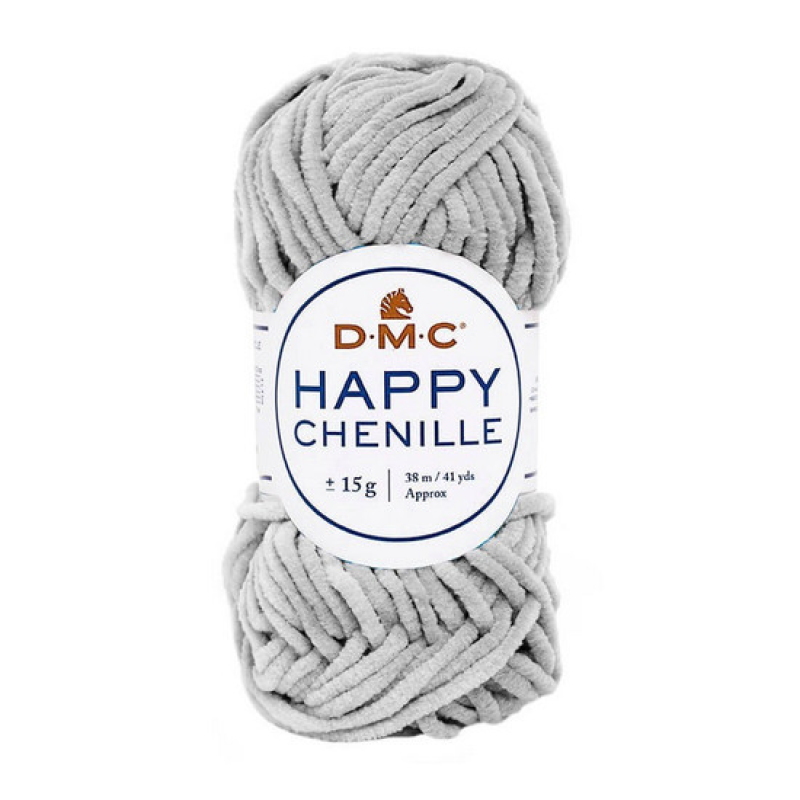 Пряжа плюшева 15 г. Happy Chenille для амігрумі, Сіра.