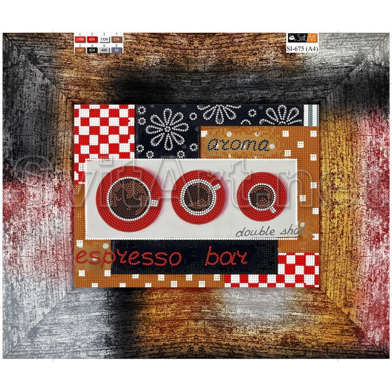 Схема для вишивання бісером на полотні з підрамкою. Кава. Схема для вишивання бісером на полотні з підрамкою. Кава.
