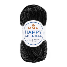 Пряжа плюшевая Happy Chenille Цвет: черный