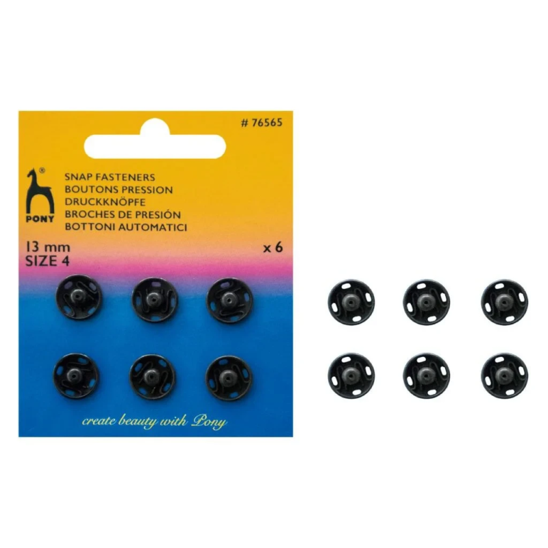 Кнопки Pony пришивні чорні 13 мм Кнопки Pony пришивні чорні 13 мм