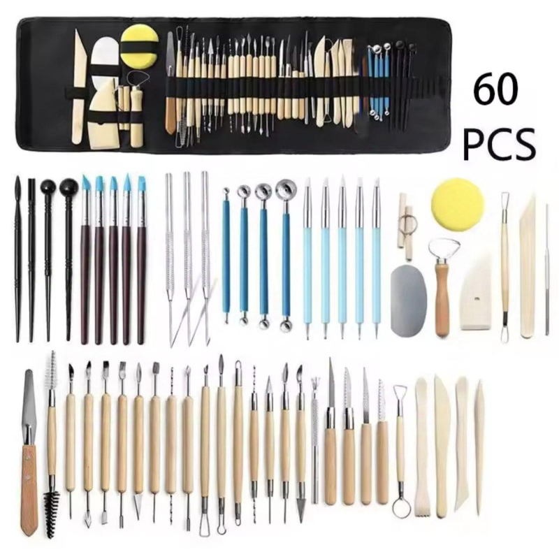Набір інструментів для скульптури та ліплення, художні стеки. 60 шт.